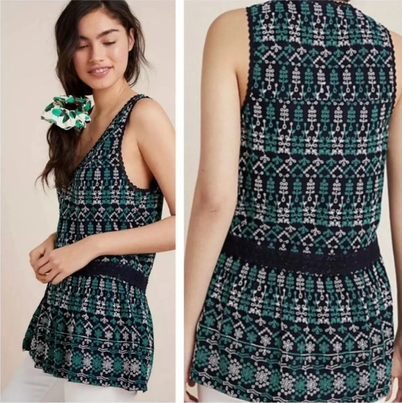 Maeve Cammie embroidered peplum tank - Picture 1 of 7